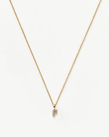 Fine Diamond Initial Mini Pendant Necklace - F | 14ct Solid Yellow Gold Plated/Diamond Necklaces Missoma 