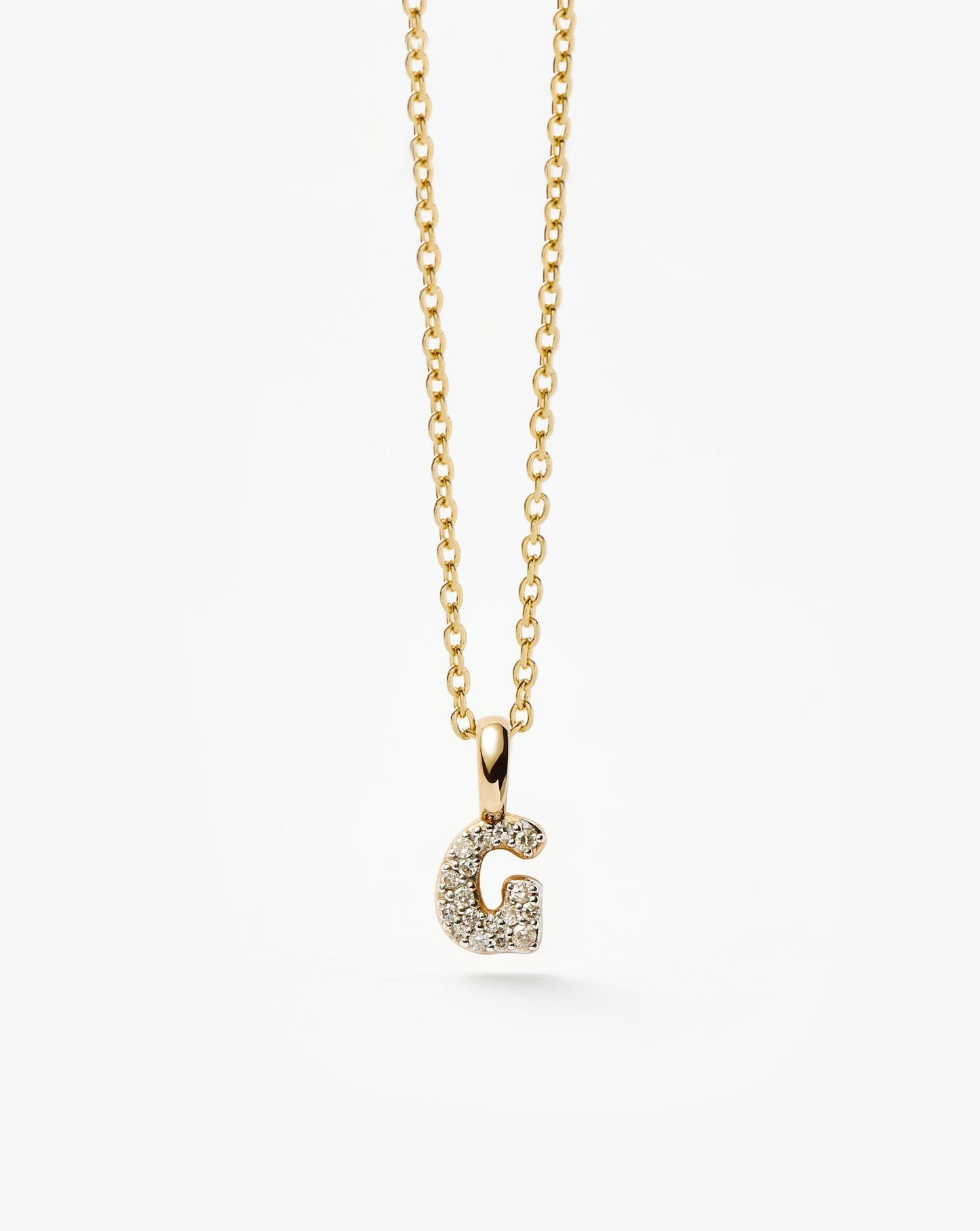 Fine Diamond Initial Mini Pendant Necklace - G | 14ct Solid Yellow Gold Plated/Diamond Necklaces Missoma 