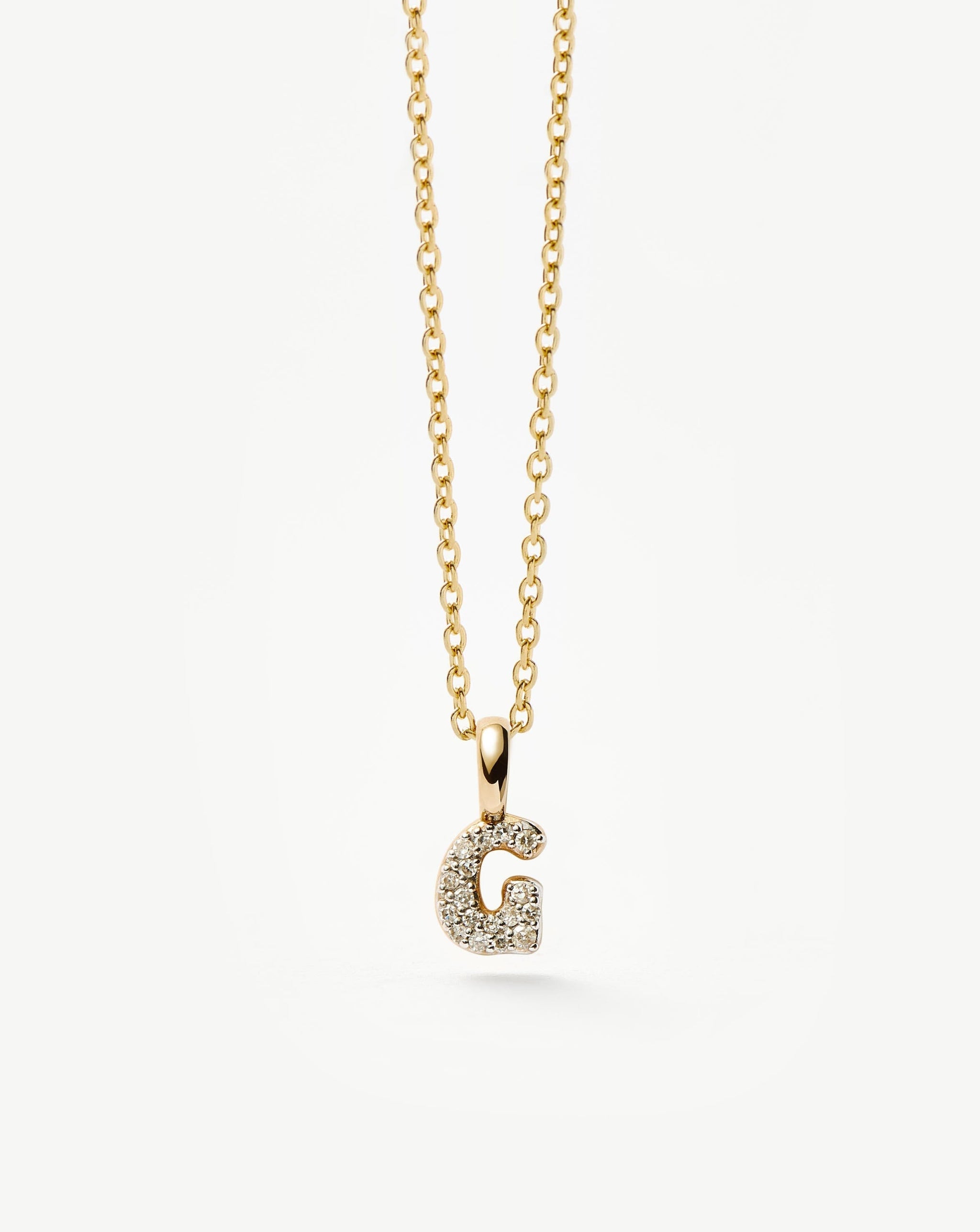 Fine Diamond Initial Mini Pendant Necklace - G | 14ct Solid Yellow Gold Plated/Diamond Necklaces Missoma 