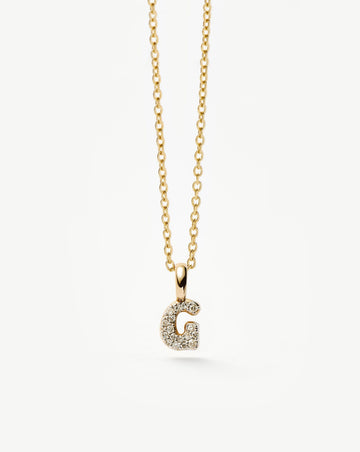 Fine Diamond Initial Mini Pendant Necklace - G | 14ct Solid Yellow Gold Plated/Diamond Necklaces Missoma 