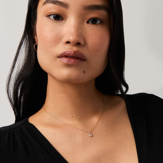 Fine Diamond Initial Mini Pendant Necklace - G | 14ct Solid Yellow Gold Plated/Diamond Necklaces Missoma 