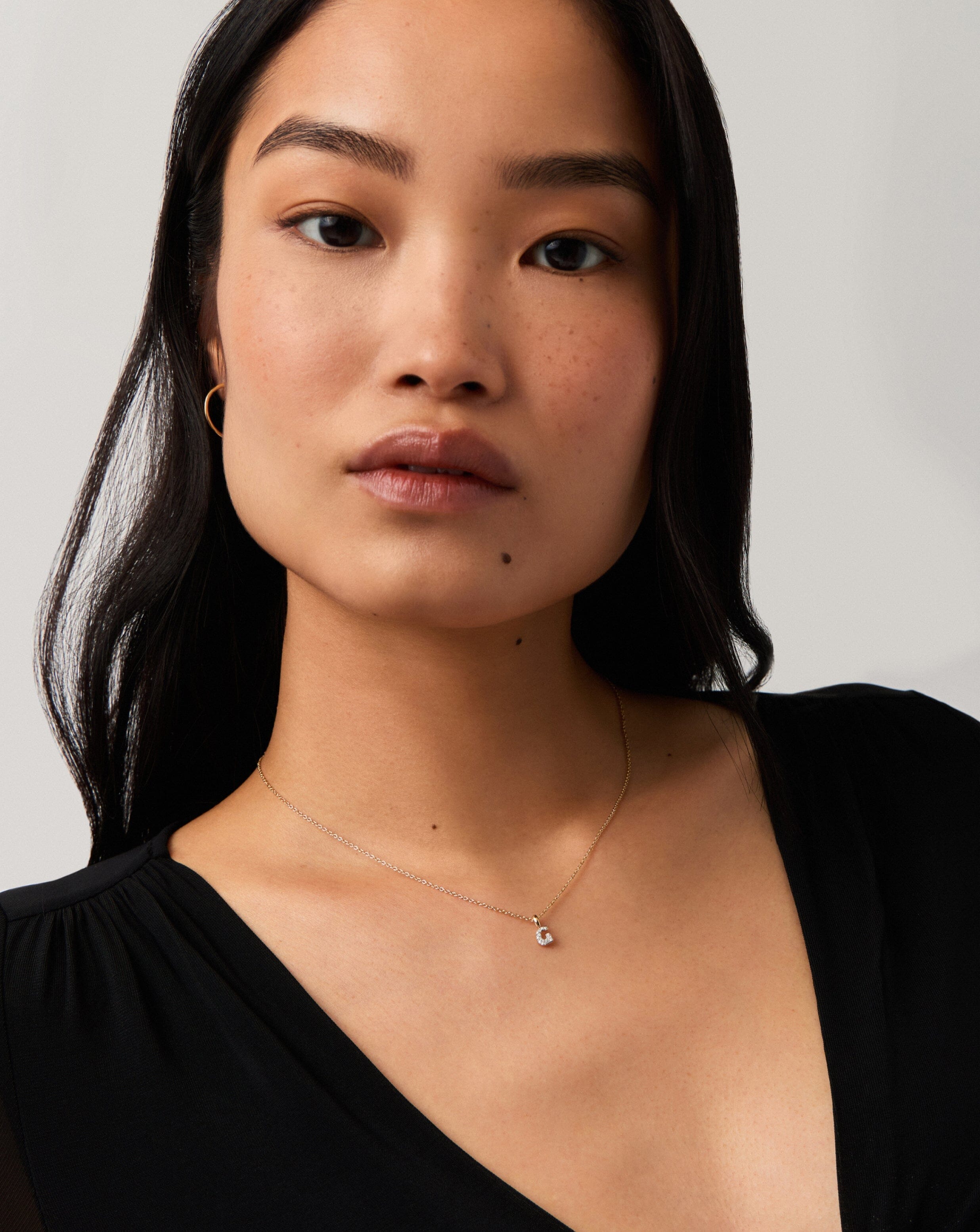 Fine Diamond Initial Mini Pendant Necklace - G | 14ct Solid Yellow Gold Plated/Diamond Necklaces Missoma 