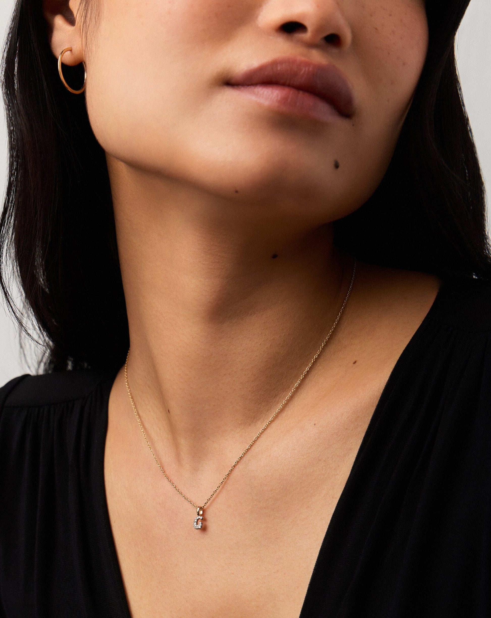Fine Diamond Initial Mini Pendant Necklace - G | 14ct Solid Yellow Gold Plated/Diamond Necklaces Missoma 