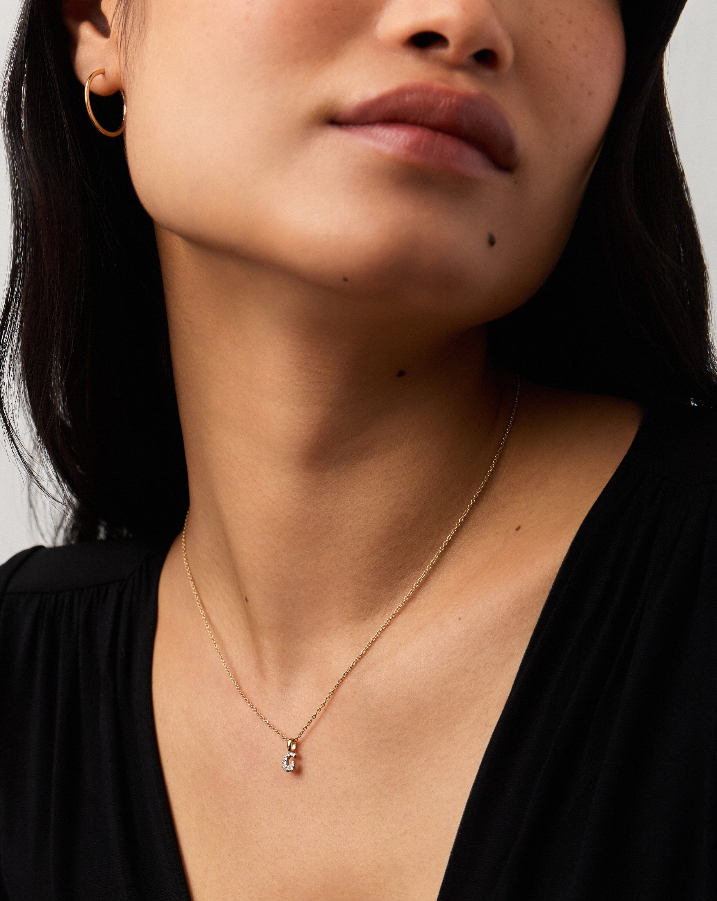 Fine Diamond Initial Mini Pendant Necklace - G | 14ct Solid Yellow Gold Plated/Diamond Necklaces Missoma 