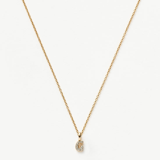 Fine Diamond Initial Mini Pendant Necklace - G | 14ct Solid Yellow Gold Plated/Diamond Necklaces Missoma 