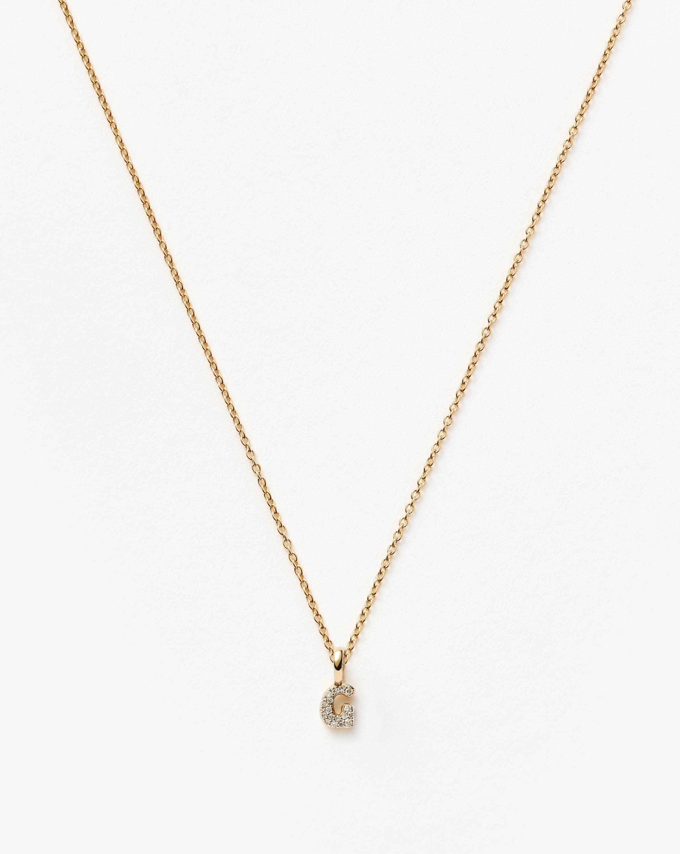 Fine Diamond Initial Mini Pendant Necklace - G | 14ct Solid Yellow Gold Plated/Diamond Necklaces Missoma 