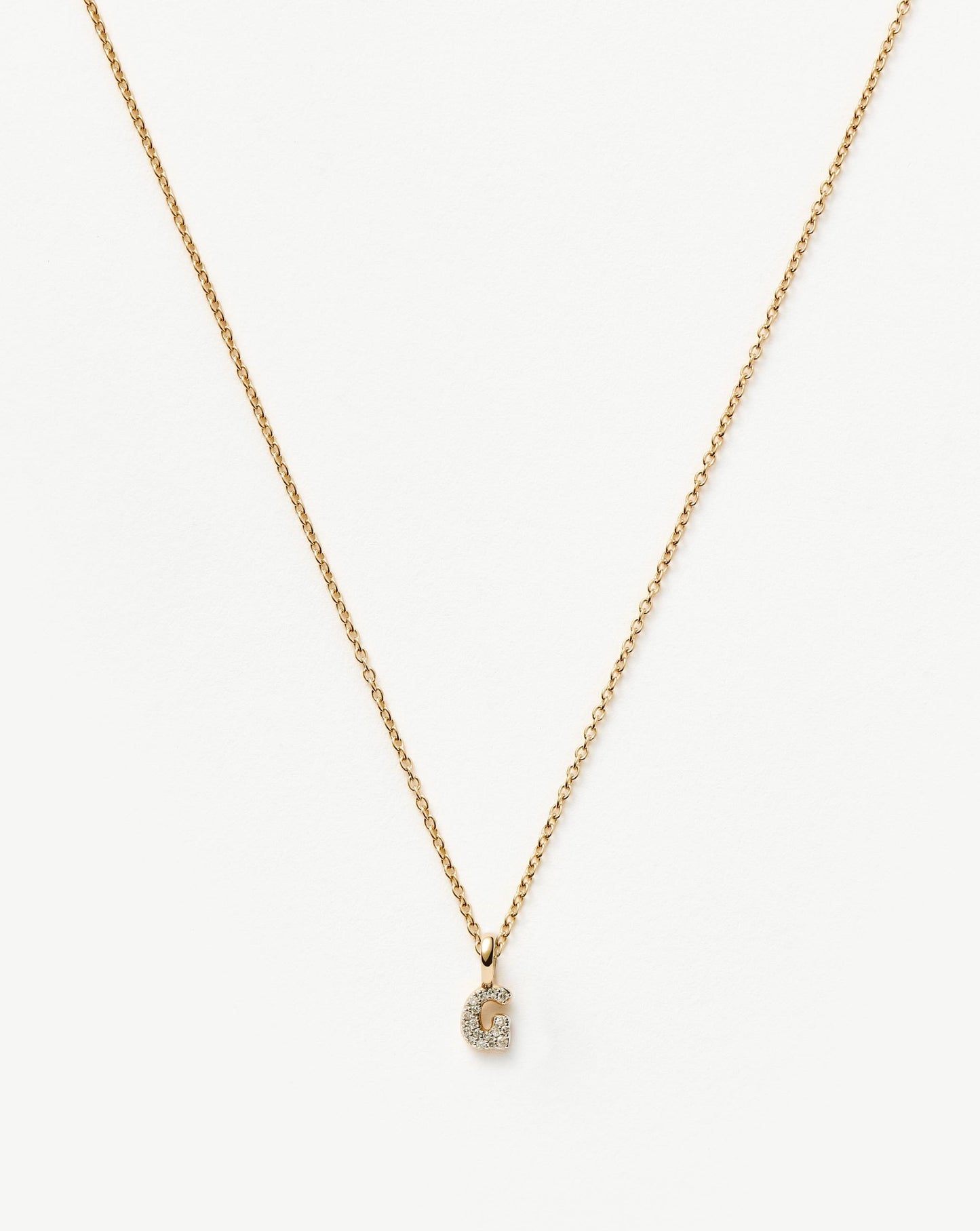 Fine Diamond Initial Mini Pendant Necklace - G | 14ct Solid Yellow Gold Plated/Diamond Necklaces Missoma 