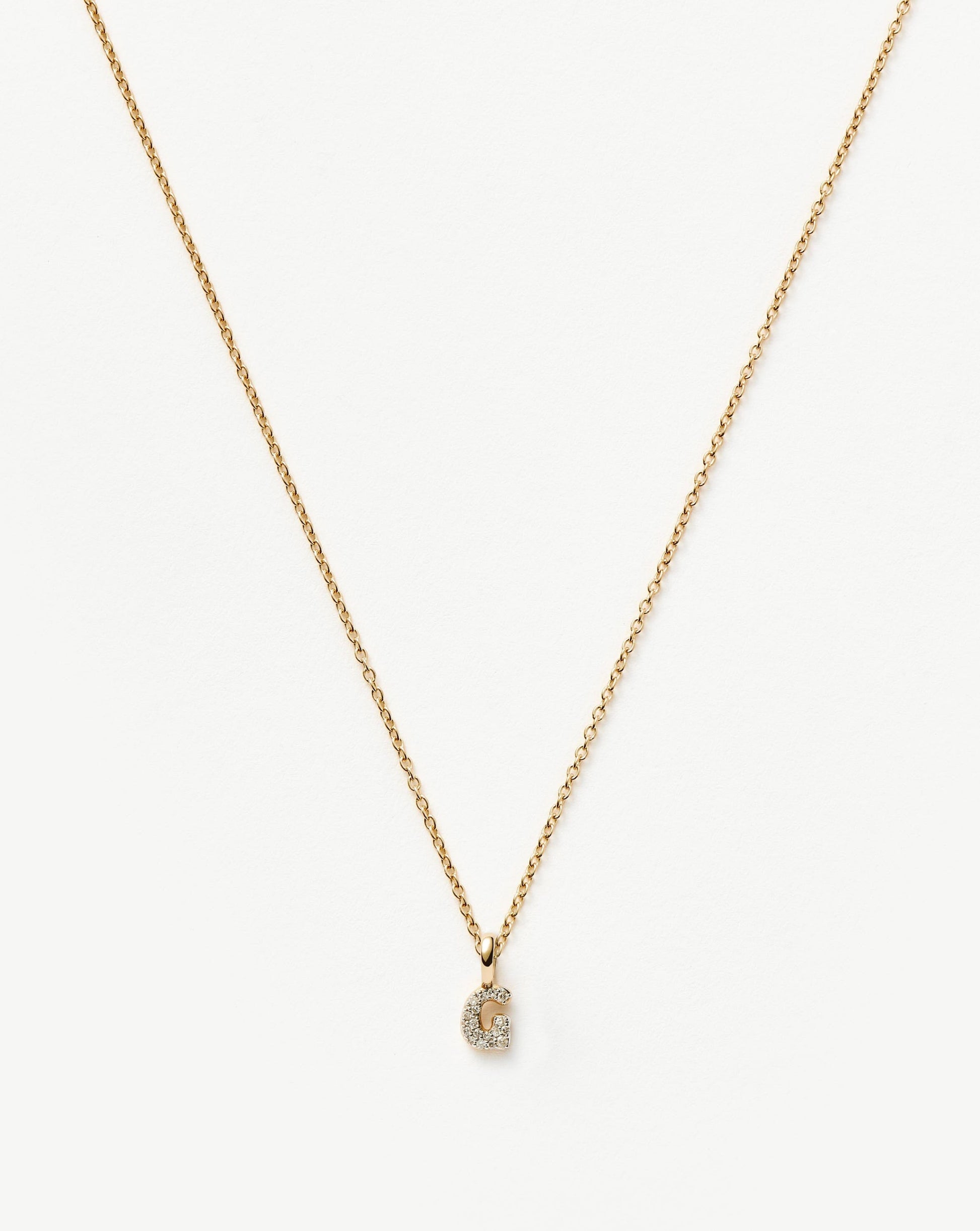 Fine Diamond Initial Mini Pendant Necklace - G | 14ct Solid Yellow Gold Plated/Diamond Necklaces Missoma 