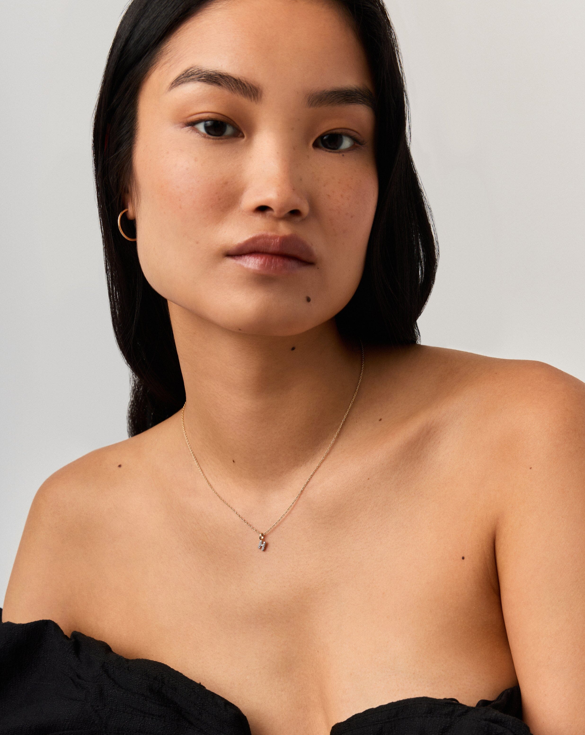 Fine Diamond Initial Mini Pendant Necklace - H | 14ct Solid Yellow Gold Plated/Diamond Necklaces Missoma 