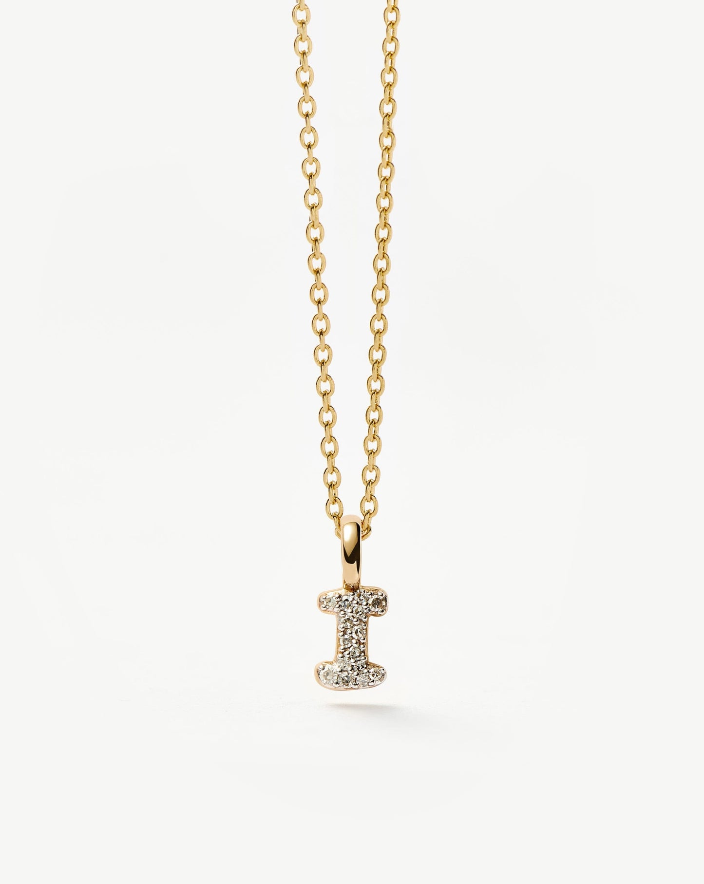 Fine Diamond Initial Mini Pendant Necklace - I | 14ct Solid Yellow Gold Plated/Diamond Necklaces Missoma 