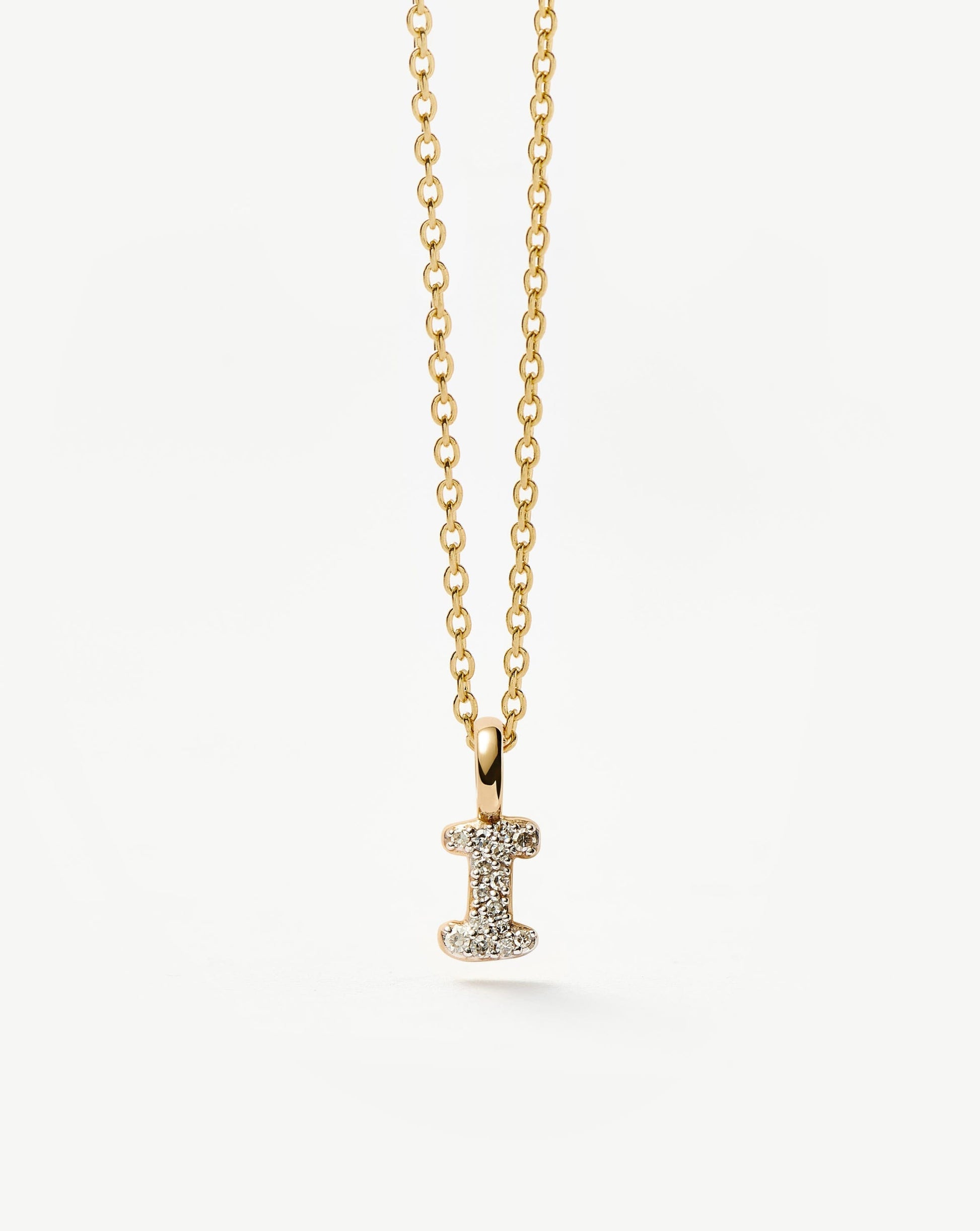 Fine Diamond Initial Mini Pendant Necklace - I | 14ct Solid Yellow Gold Plated/Diamond Necklaces Missoma 