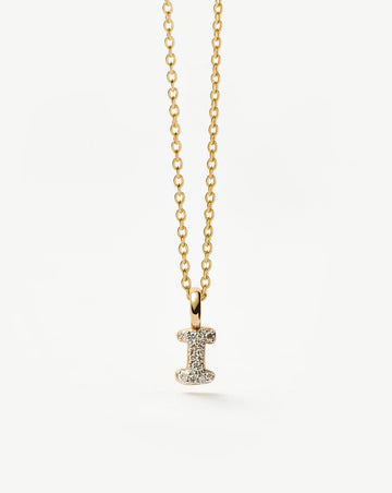 Fine Diamond Initial Mini Pendant Necklace - I | 14ct Solid Yellow Gold Plated/Diamond Necklaces Missoma 