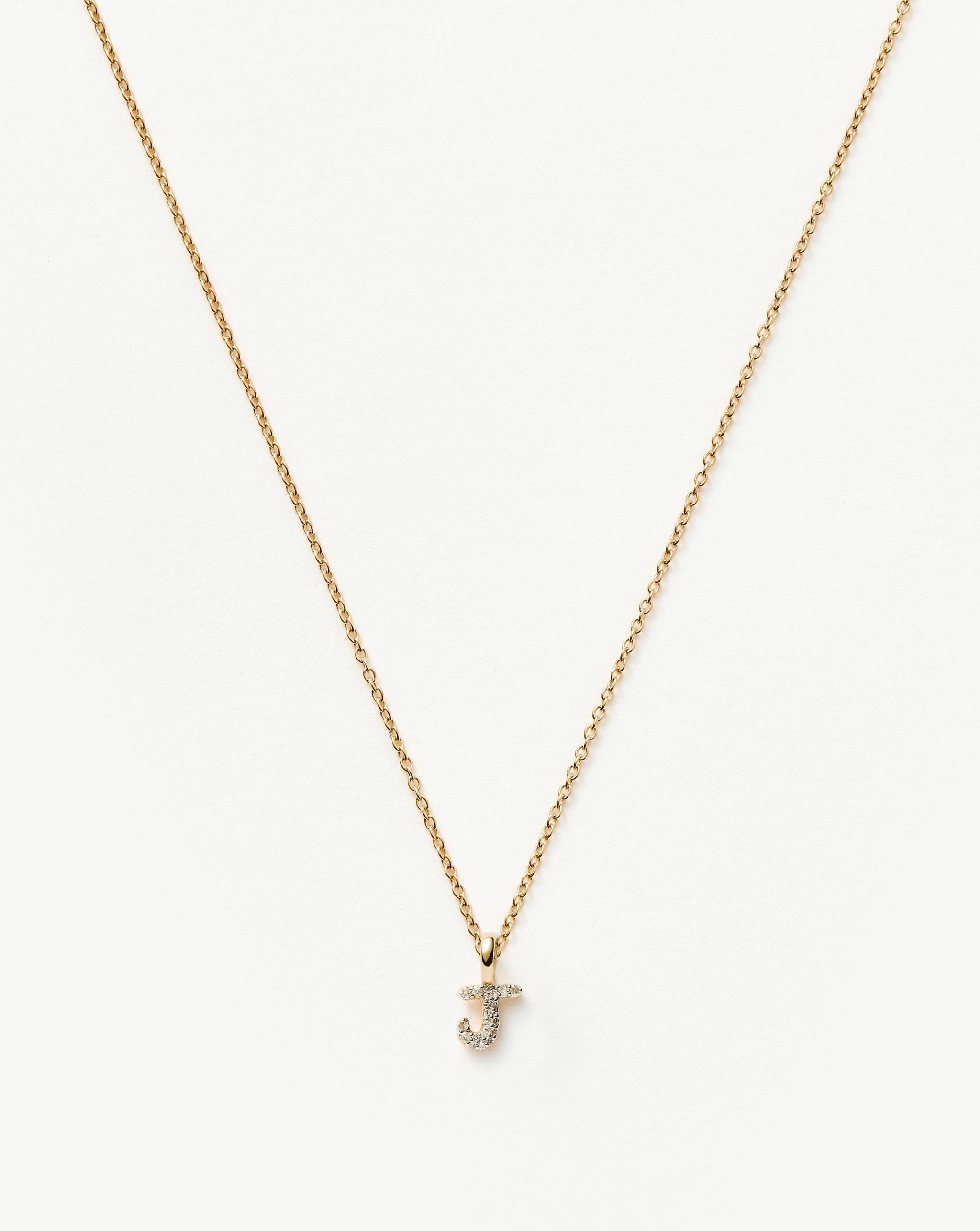 Fine Diamond Initial Mini Pendant Necklace - J | 14ct Solid Yellow Gold Plated/Diamond Necklaces Missoma 