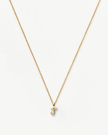 Fine Diamond Initial Mini Pendant Necklace - J | 14ct Solid Yellow Gold Plated/Diamond Necklaces Missoma 