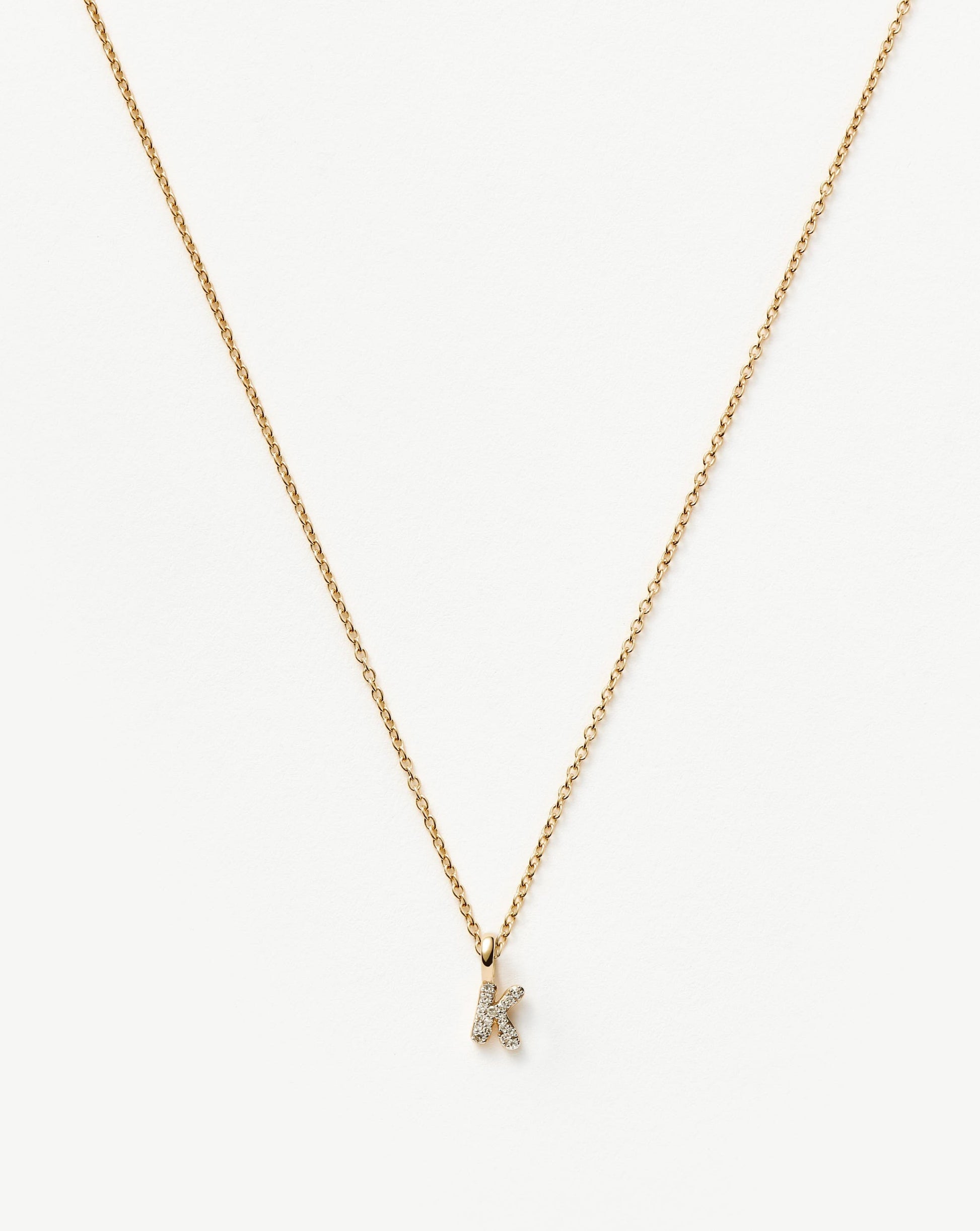 Fine Diamond Initial Mini Pendant Necklace - K | 14ct Solid Yellow Gold Plated/Diamond Necklaces Missoma 