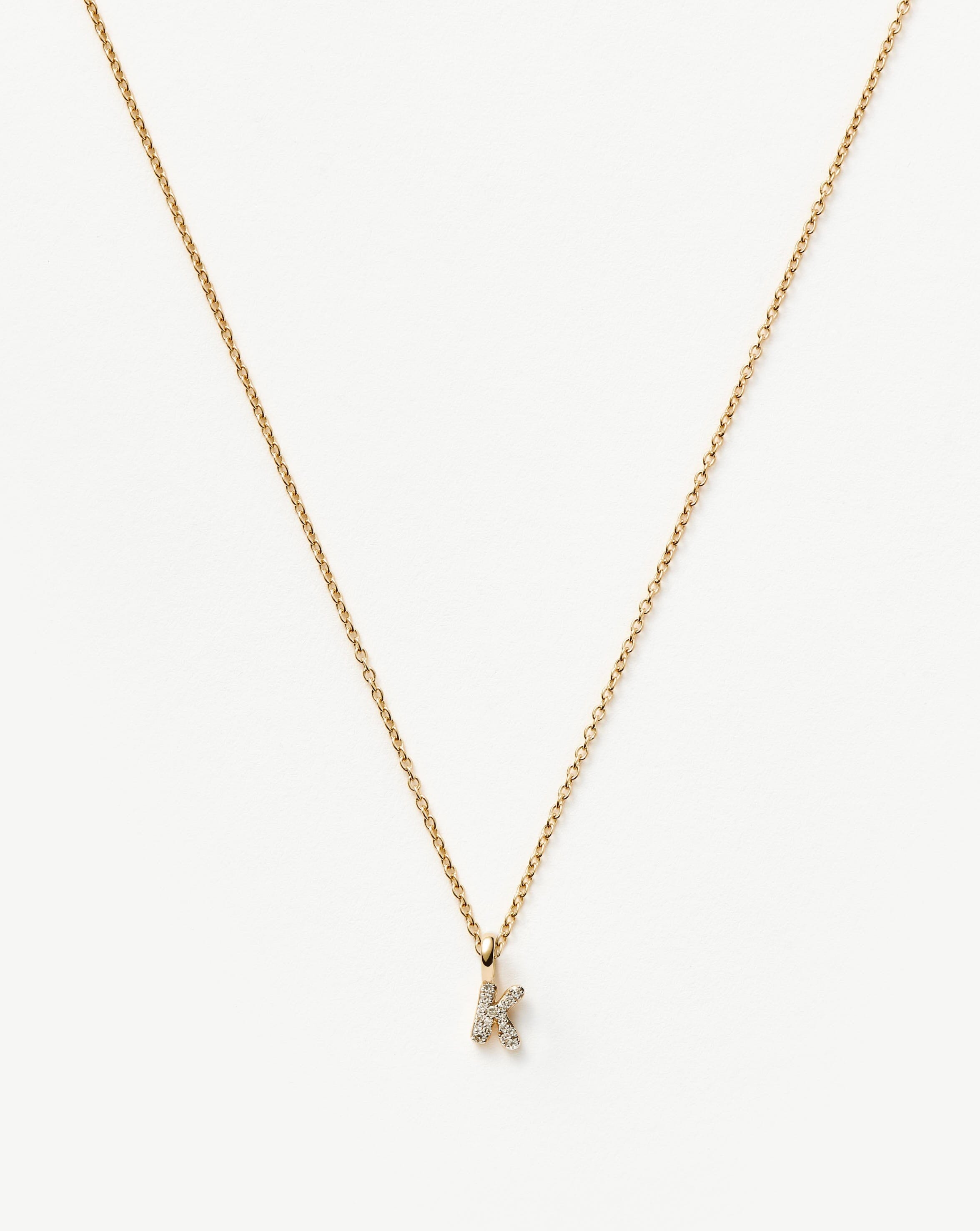 Fine Diamond Initial Mini Pendant Necklace - K | 14ct Solid Yellow Gold Plated/Diamond Necklaces Missoma 