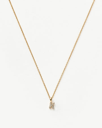 Fine Diamond Initial Mini Pendant Necklace - K | 14ct Solid Yellow Gold Plated/Diamond Necklaces Missoma 