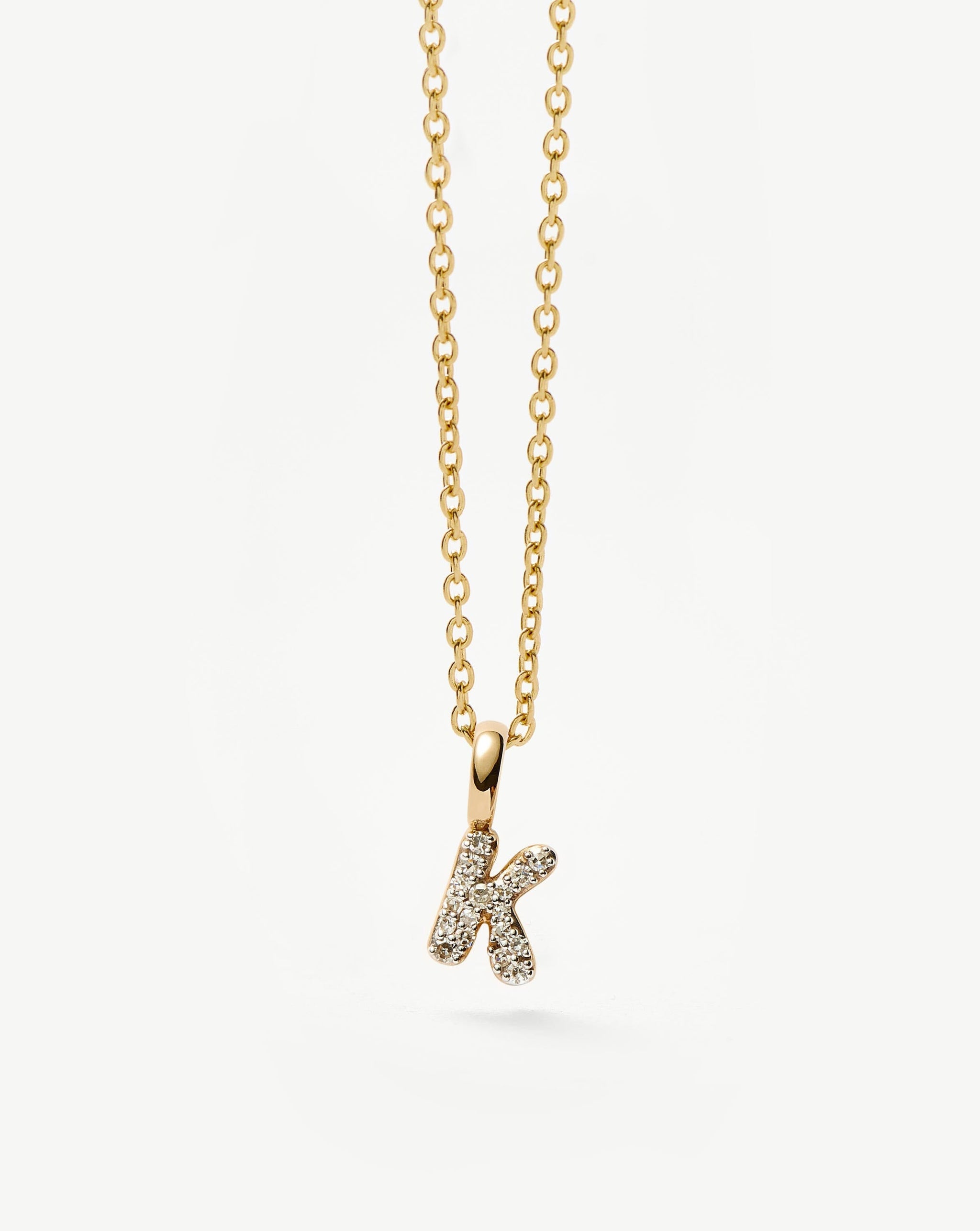 Fine Diamond Initial Mini Pendant Necklace - K | 14ct Solid Yellow Gold Plated/Diamond Necklaces Missoma 