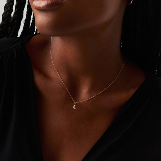 Fine Diamond Initial Mini Pendant Necklace - L | 14ct Solid Yellow Gold Plated/Diamond Necklaces Missoma 