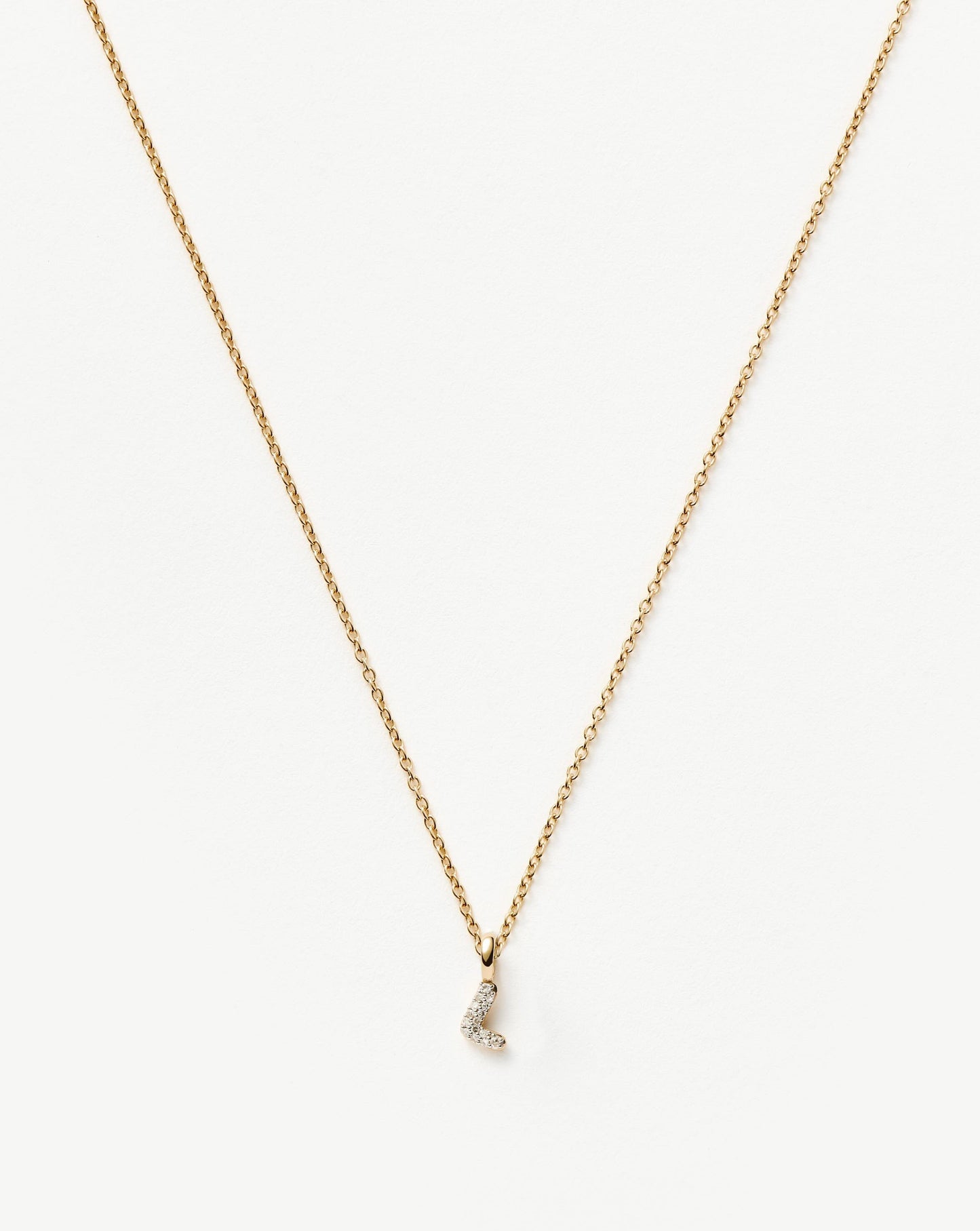 Fine Diamond Initial Mini Pendant Necklace - L | 14ct Solid Yellow Gold Plated/Diamond Necklaces Missoma 