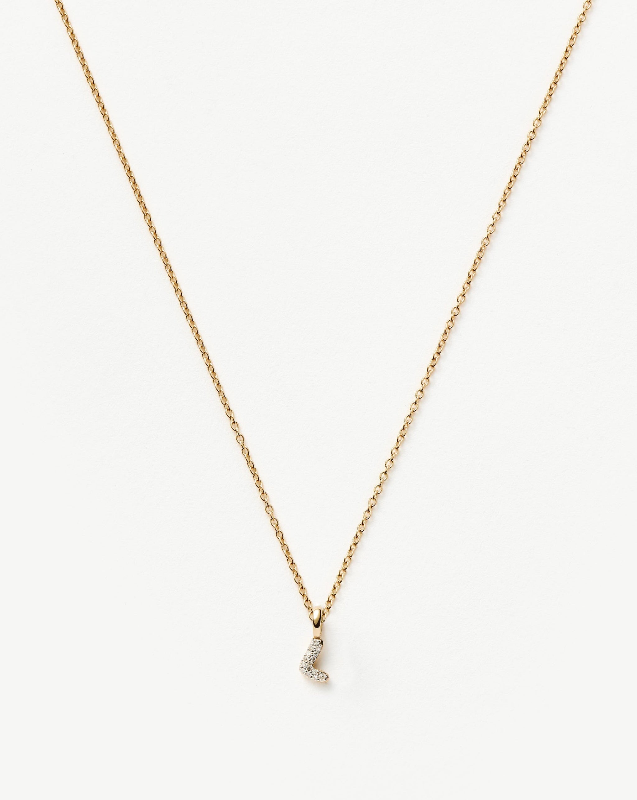 Fine Diamond Initial Mini Pendant Necklace - L | 14ct Solid Yellow Gold Plated/Diamond Necklaces Missoma 