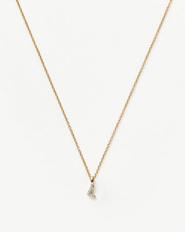Fine Diamond Initial Mini Pendant Necklace - L | 14ct Solid Yellow Gold Plated/Diamond Necklaces Missoma 