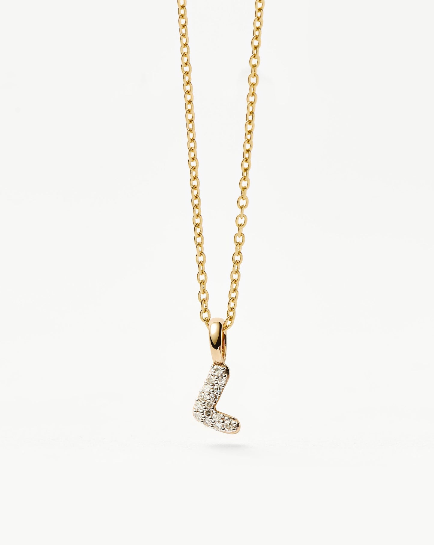 Fine Diamond Initial Mini Pendant Necklace - L | 14ct Solid Yellow Gold Plated/Diamond Necklaces Missoma 