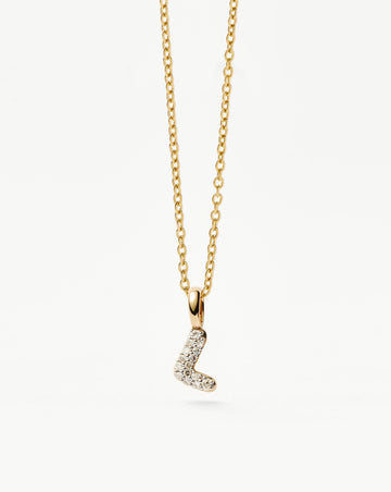 Fine Diamond Initial Mini Pendant Necklace - L | 14ct Solid Yellow Gold Plated/Diamond Necklaces Missoma 