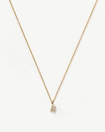 Fine Diamond Initial Mini Pendant Necklace - N | 14ct Solid Yellow Gold Plated/Diamond Necklaces Missoma 