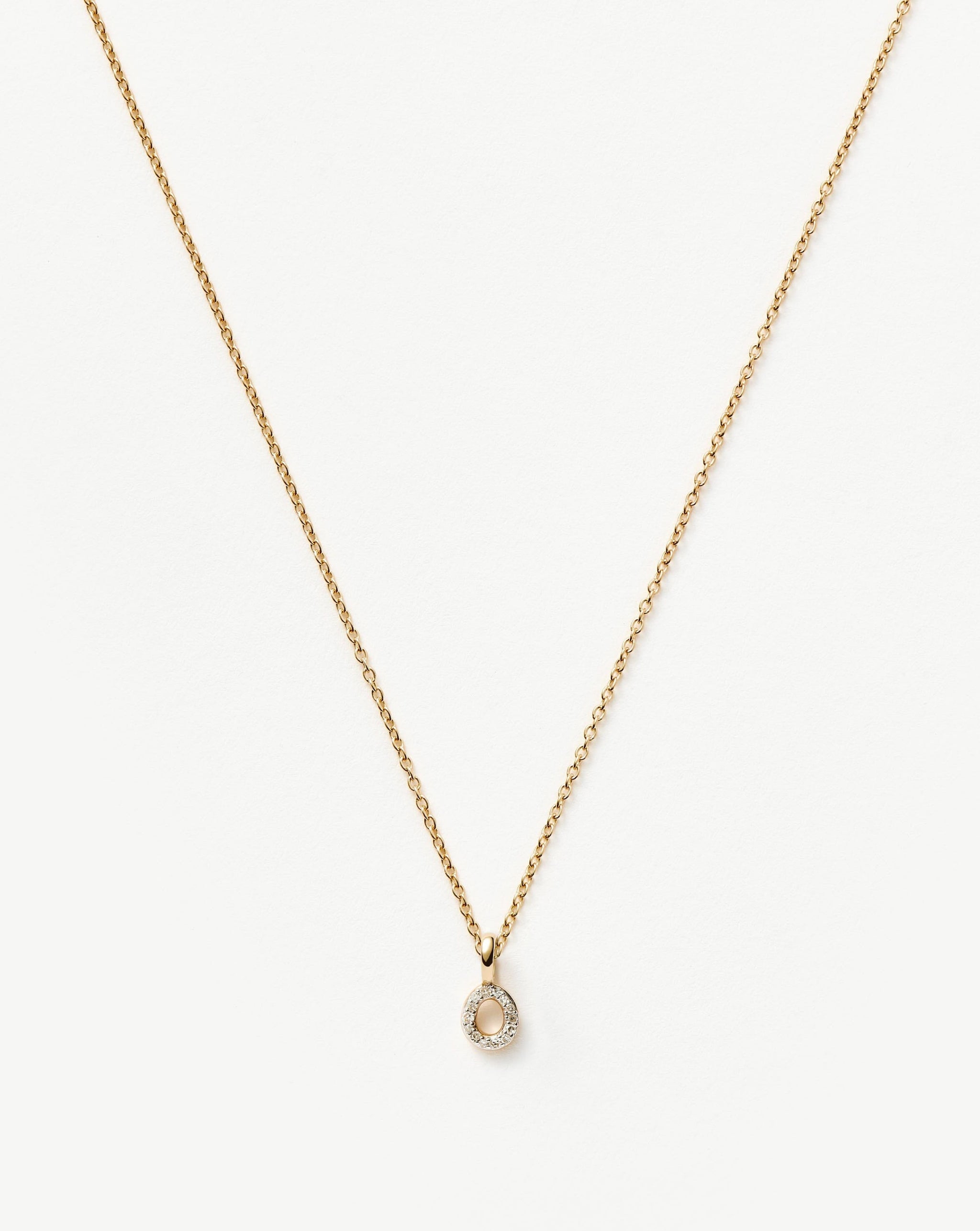 Fine Diamond Initial Mini Pendant Necklace - O | 14ct Solid Yellow Gold Plated/Diamond Necklaces Missoma 