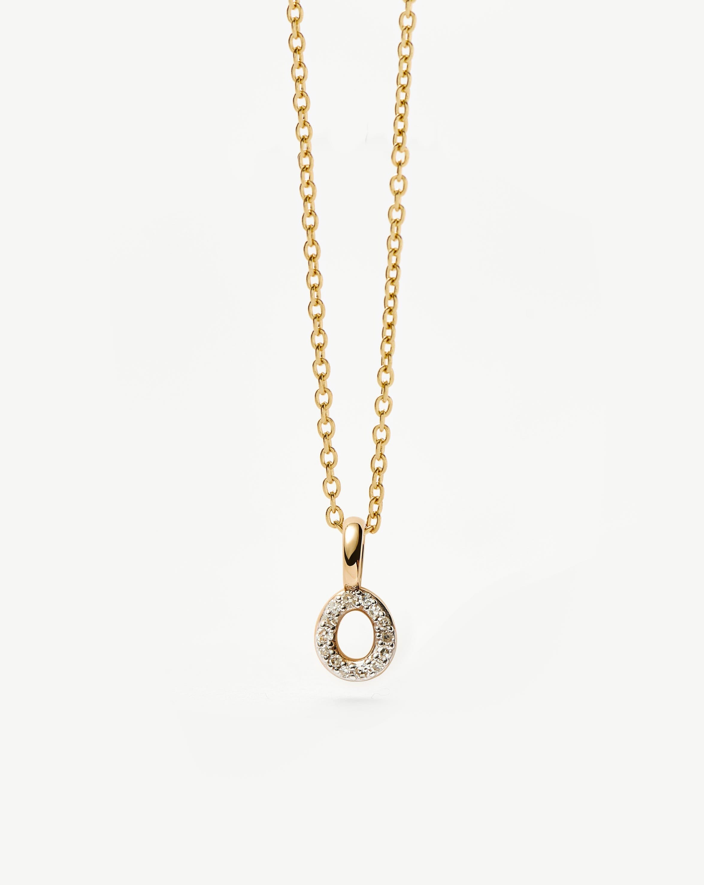 Fine Diamond Initial Mini Pendant Necklace - O | 14ct Solid Yellow Gold Plated/Diamond Necklaces Missoma 