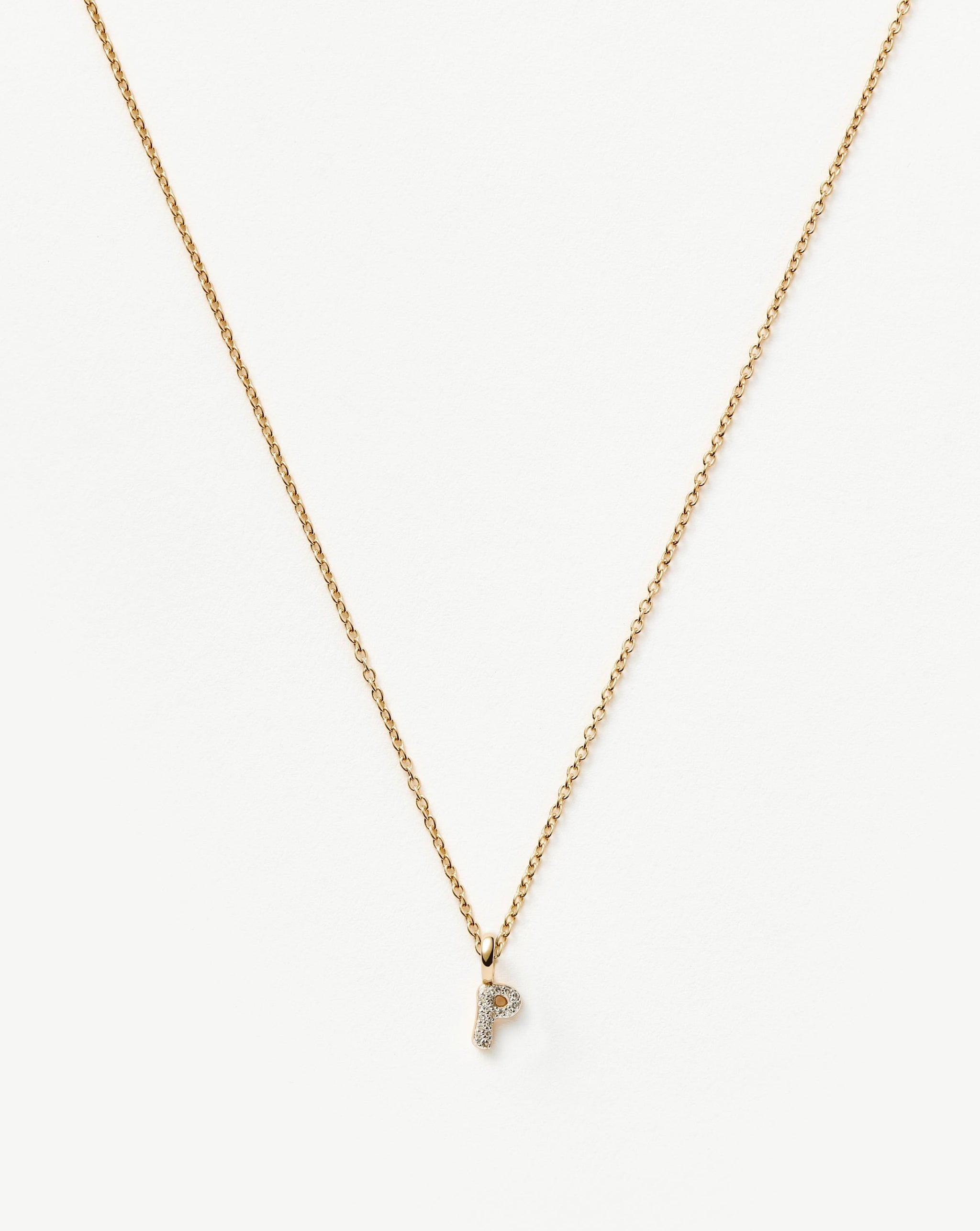 Fine Diamond Initial Mini Pendant Necklace - P | 14ct Solid Yellow Gold Plated/Diamond Necklaces Missoma 