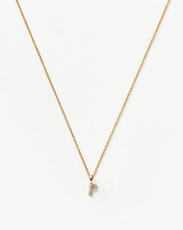 Fine Diamond Initial Mini Pendant Necklace - P | 14ct Solid Yellow Gold Plated/Diamond Necklaces Missoma 