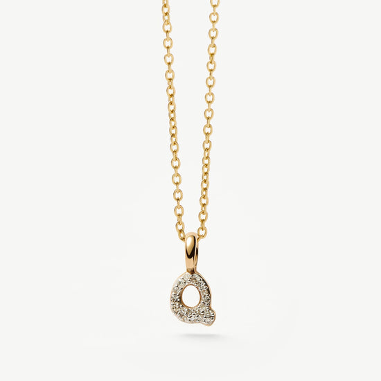 Fine Diamond Initial Mini Pendant Necklace - Q | 14ct Solid Yellow Gold Plated/Diamond Necklaces Missoma 