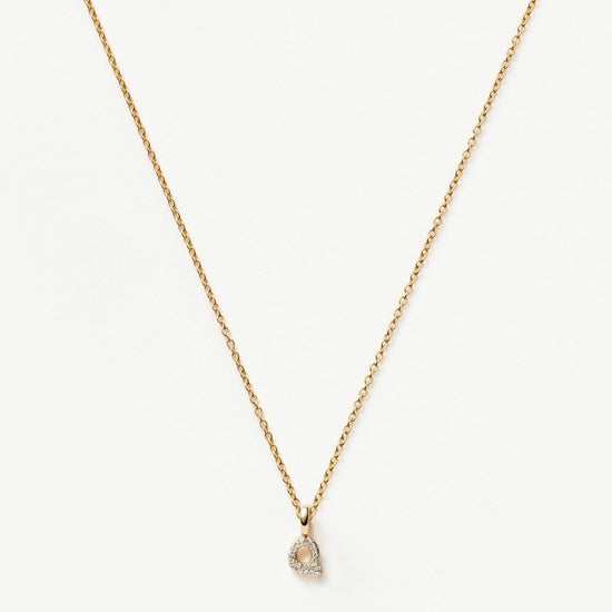 Fine Diamond Initial Mini Pendant Necklace - Q | 14ct Solid Yellow Gold Plated/Diamond Necklaces Missoma 