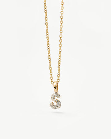 Fine Diamond Initial Mini Pendant Necklace - S | 14ct Solid Yellow Gold Plated/Diamond Necklaces Missoma 