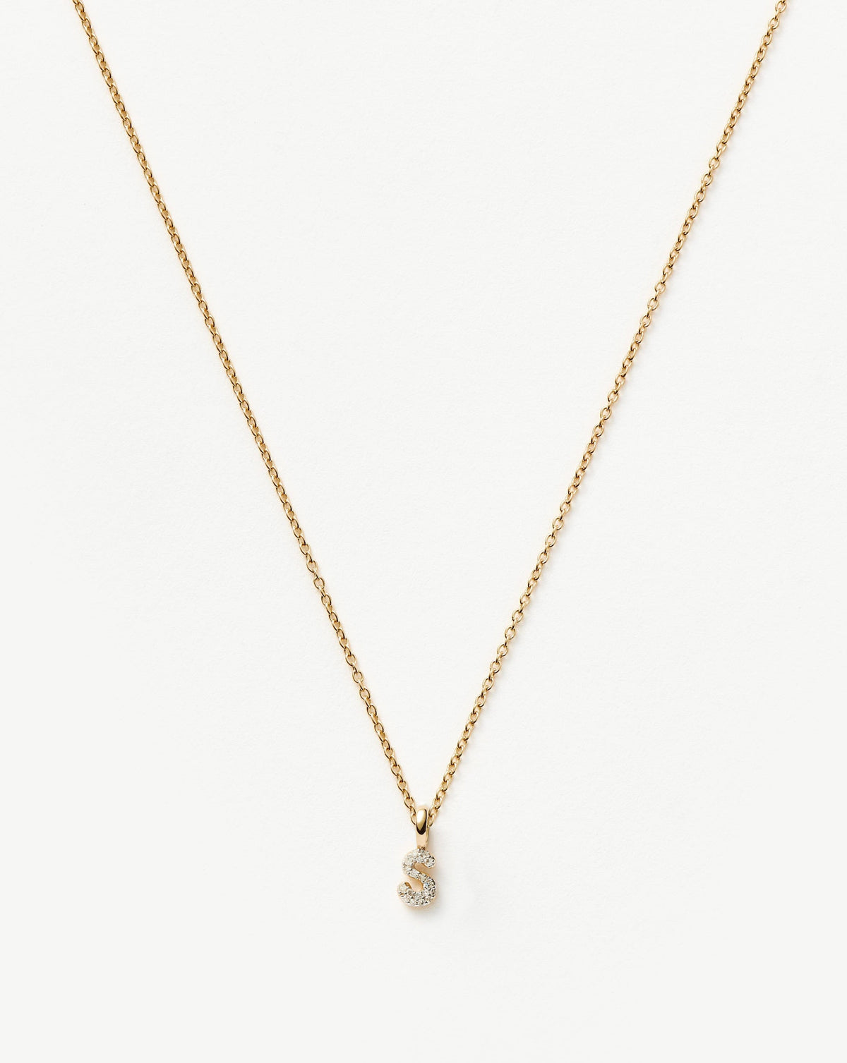 Fine Diamond Initial Mini Pendant Necklace - S | 14ct Solid Yellow Gold Plated/Diamond Necklaces Missoma 