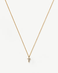 Fine Diamond Initial Mini Pendant Necklace - T | 14ct Solid Yellow Gold Plated/Diamond Necklaces Missoma 