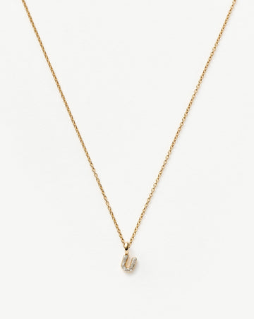 Fine Diamond Initial Mini Pendant Necklace - U | 14ct Solid Yellow Gold Plated/Diamond Necklaces Missoma 