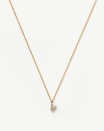 Fine Diamond Initial Mini Pendant Necklace - V | 14ct Solid Yellow Gold Plated/Diamond Necklaces Missoma 
