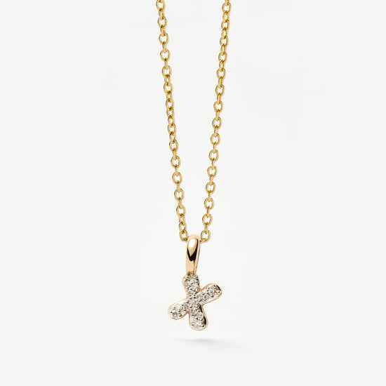 Fine Diamond Initial Mini Pendant Necklace - X | 14ct Solid Yellow Gold Plated/Diamond Necklaces Missoma 