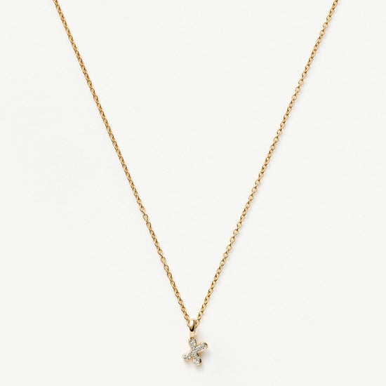 Fine Diamond Initial Mini Pendant Necklace - X | 14ct Solid Yellow Gold Plated/Diamond Necklaces Missoma 