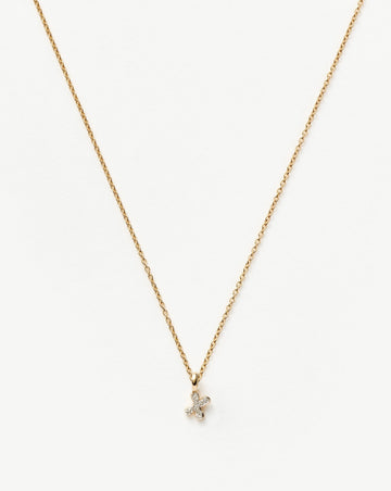 Fine Diamond Initial Mini Pendant Necklace - X | 14ct Solid Yellow Gold Plated/Diamond Necklaces Missoma 