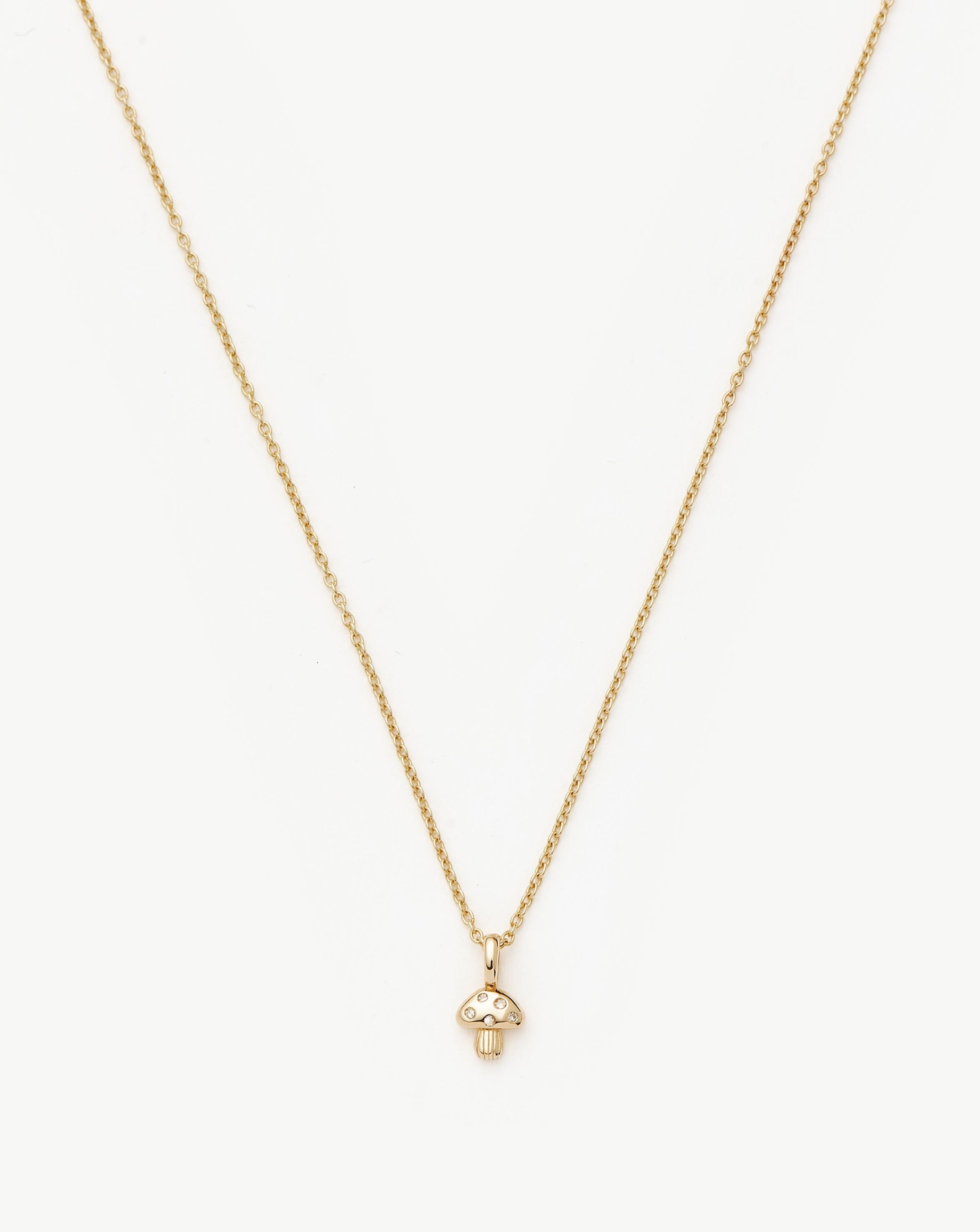 Fine Diamond Mushroom Mini Pendant Necklace | 14ct Solid Gold/Diamond Necklaces Missoma