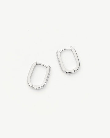 Fine Diamond Ovate Mini Hoop Earrings | 14ct Solid White Gold/Diamond Earrings Missoma 