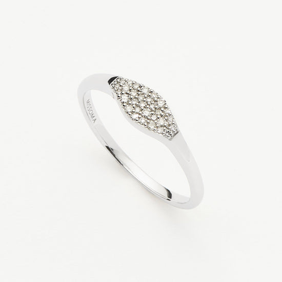 Fine Diamond Signet Ring | 14ct Solid White Gold/Diamond Rings Missoma 