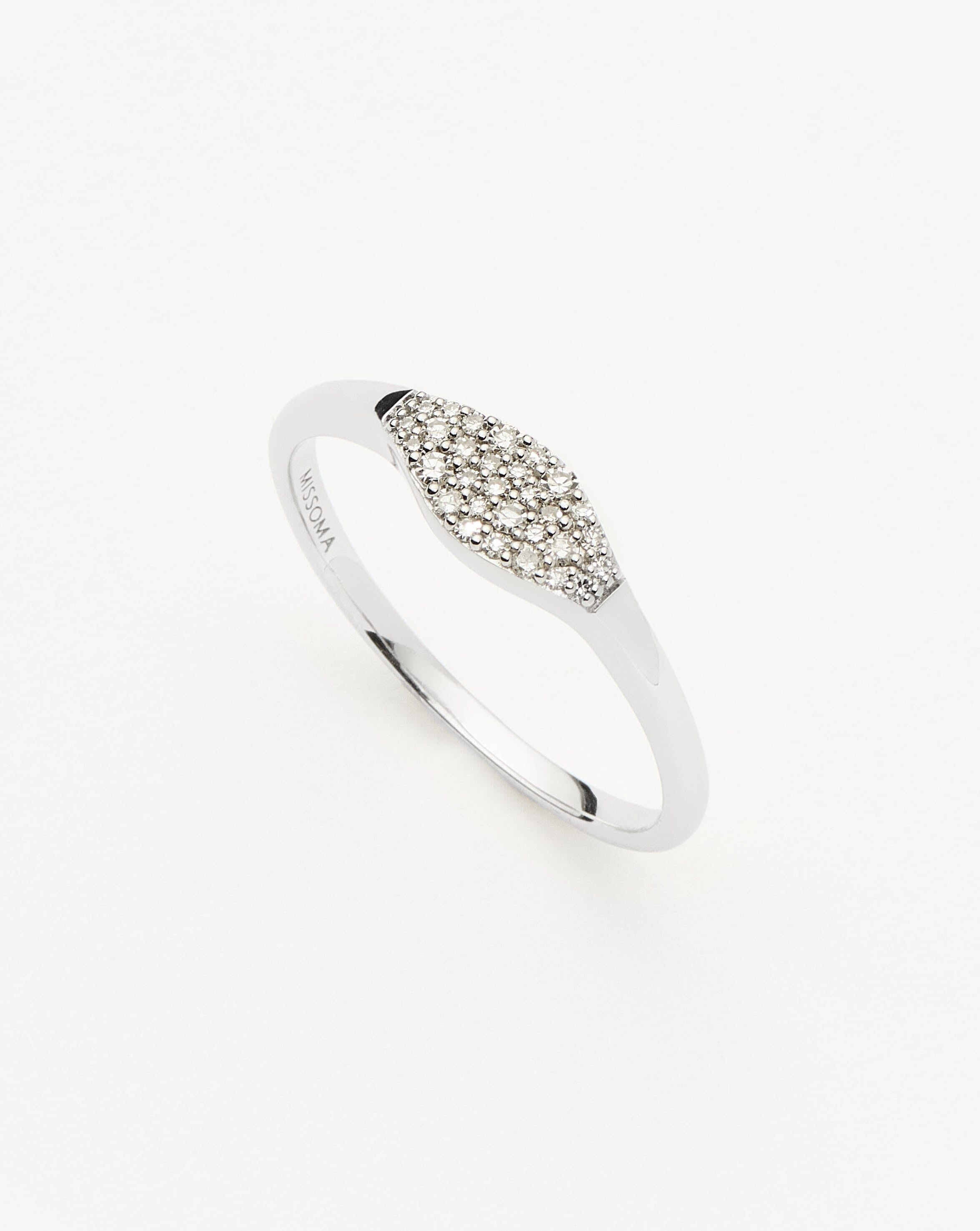 Fine Diamond Signet Ring | 14ct Solid White Gold/Diamond Rings Missoma
