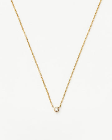 Fine Diamond Solitaire Pendant Necklace | 14ct Solid Gold/Diamond Necklaces Missoma 