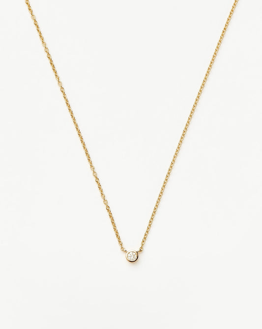 Fine Diamond Solitaire Pendant Necklace | 14ct Solid Gold/Diamond Necklaces Missoma 