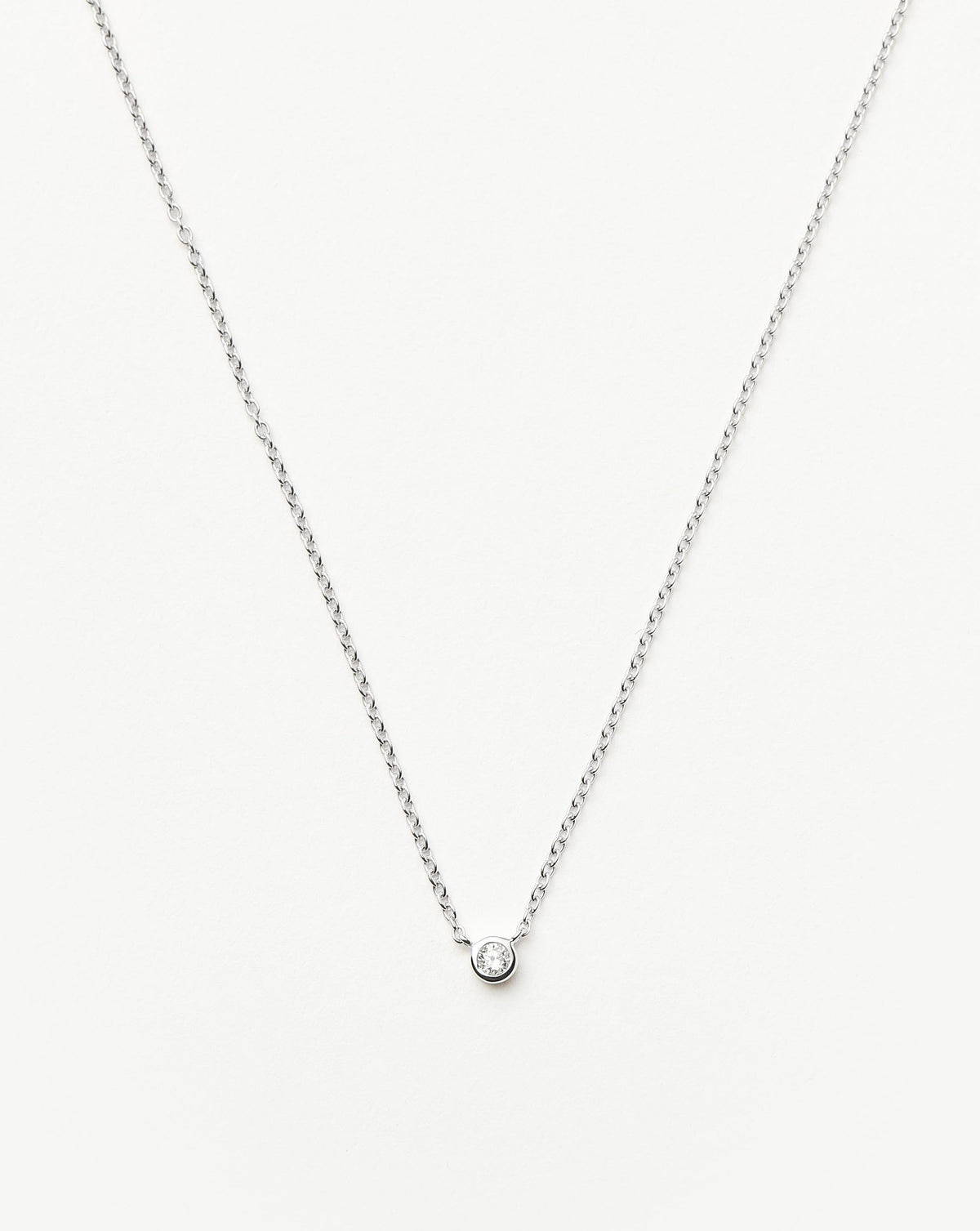 Fine Diamond Solitaire Pendant Necklace | 14ct Solid White Gold/Diamond Necklaces Missoma 